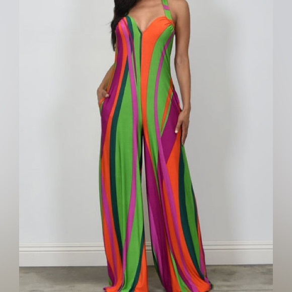 cameo Pants - 😱 New Cameo Striped Jumpsuit with pockets size L fits upto XL